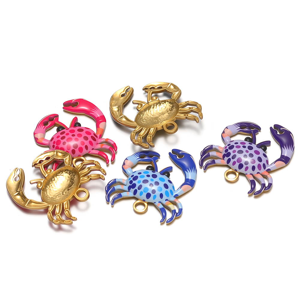 Jewelry Making For Kids - 4 Stück Edelstahl-Emaille-Anhänger in Krabbenform für
