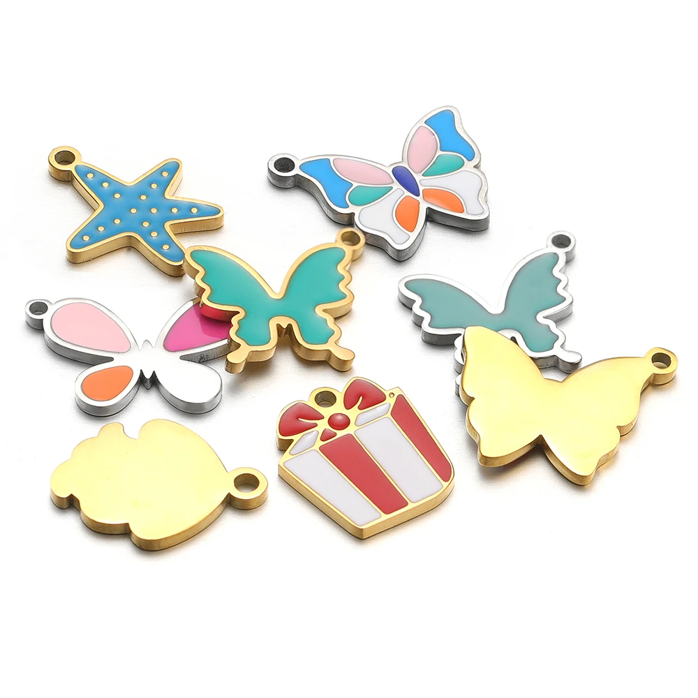Jewelry Making For 5 Year Old - 5 Stück Edelstahl Stern Schmetterling Blatt