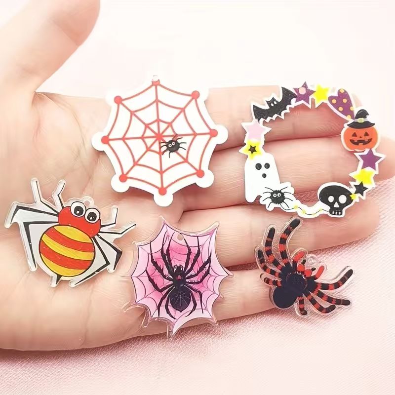 Jewelry Making Necklaces - 10 Stück Acryl-Halloween-Spinnenanhänger, DIY-Schmuckherstellung, Ohrringe, Halskette,