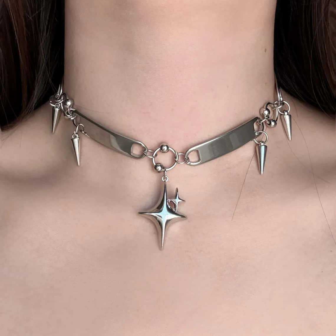 Jewelry Making Necklaces - Punk Star Nietenhalskette, Rock-Schmuck, Y2k-Accessoire, Hippie,