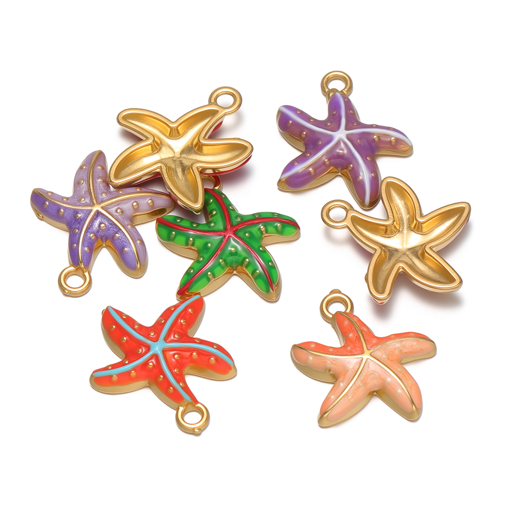 Jewelry Making For Kids - 5 Stück Edelstahl-Emaille Rosa Seestern Kinder