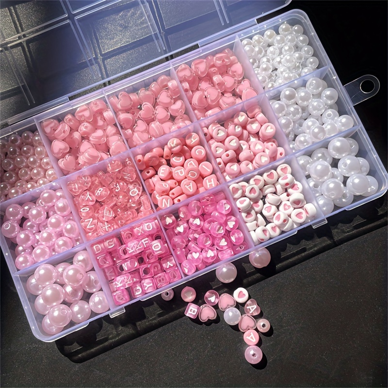 Jewelry Making Pieces - 10-teilige rosa Alphabet-Box, Acrylperlen, handgefertigtes Schmuckherstellungsset,