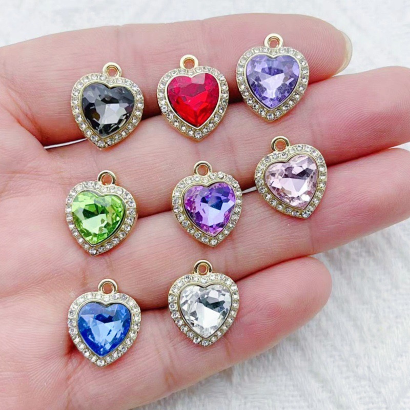 Jewelry Making Necklaces - 10 Stück herzförmige, mit bunten Edelsteinen