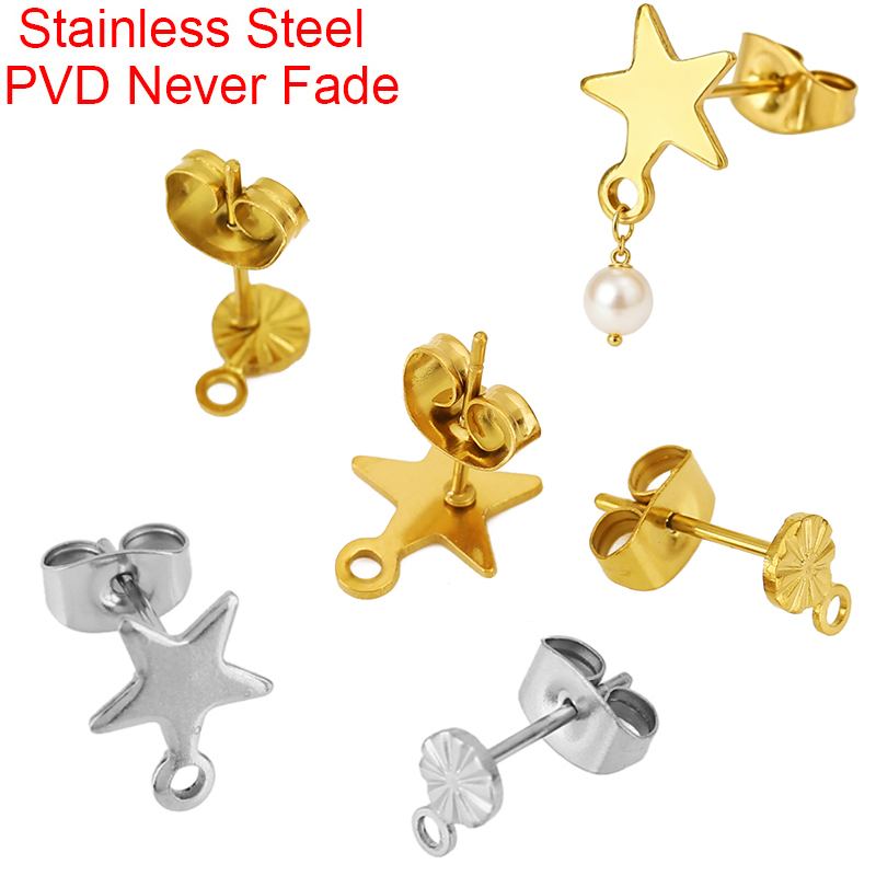 Jewelry Making Findings - 20 Stück Hypoallergene Edelstahl-Ohrstecker-Verschlüsse Sternform Nie