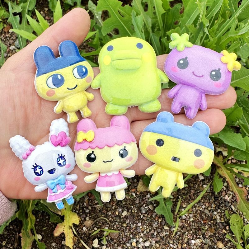 Jewelry Making Necklaces - 45mm Cartoon-Tamagotchi doppelseitig bedruckte Hohlperlen, Handytaschenkette