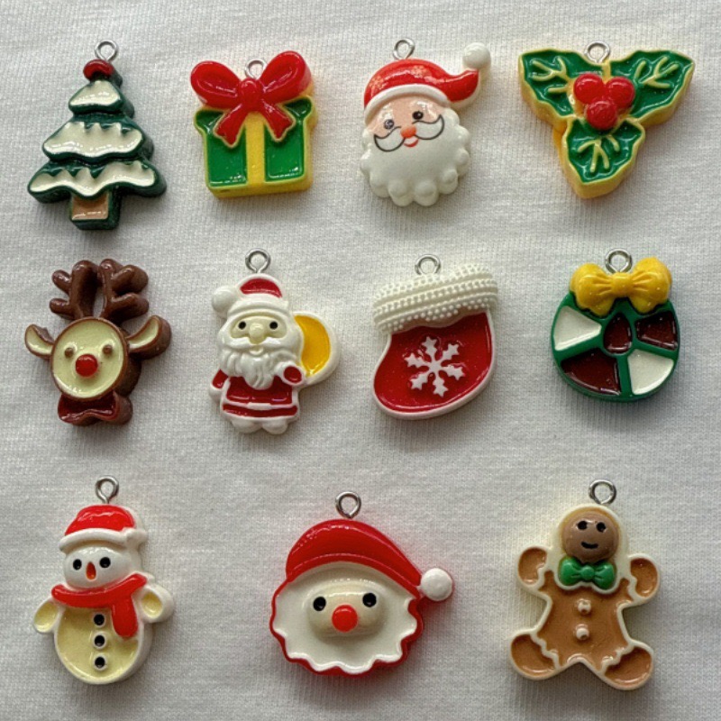 Jewelry Making Necklaces - 10 Stück Weihnachts-Cartoon-Serie Harzanhänger DIY Schmuckzubehör