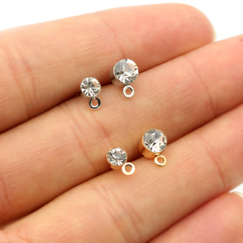 Jewelry Making Findings - 50 Stück Ohrstecker mit Zirkon 4/5/6