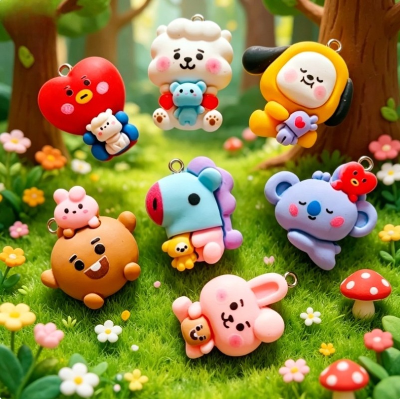 7 Stück BT21 Harz-Cartoon-Anhä – Jewelry Making Necklaces Bewertung und Preis