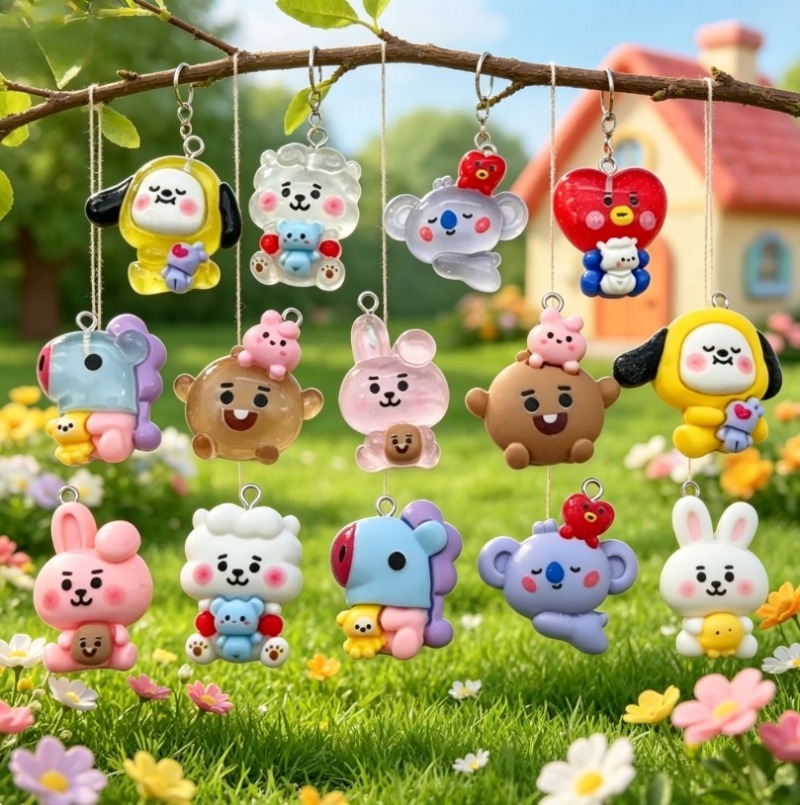 7 Stück BT21 Harz-Cartoon-Anhä – Jewelry Making Necklaces Bewertung und Preis